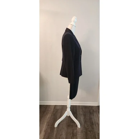 Classic Kasper Navy Skirt Suit Set | Prof 2pc Blazer & Pencil Skirt | Sz 4 - Picture 3 of 10